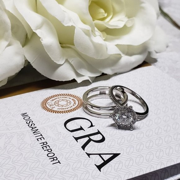 1 Carat Moissanite Engagement Ring in 925 Sterling Silver Band - Picture 4 of 7